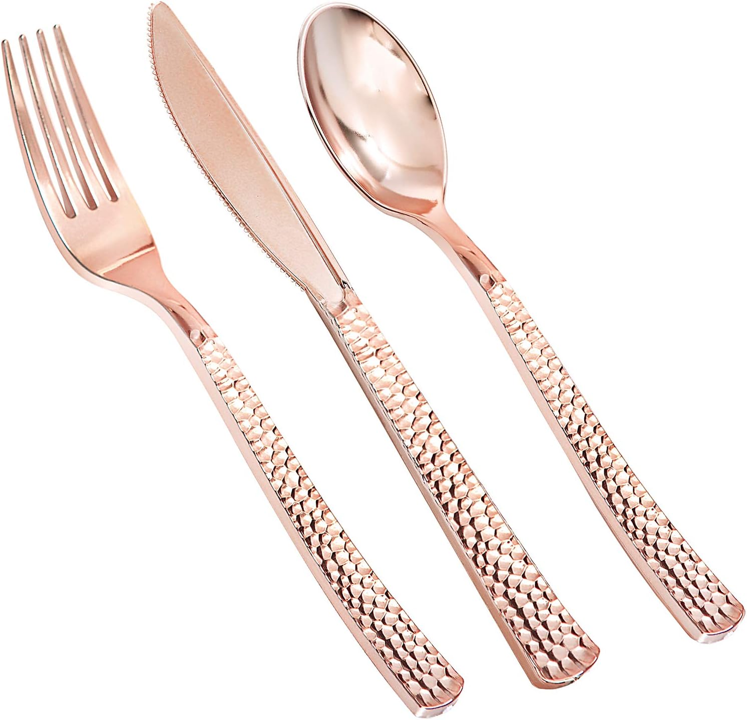 supernal 180pcs rose gold plastic silverware