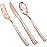 Supernal 360pcs Rose Gold Plastic Silverware,Rose Gold Utensils,Heavy Weight Plastic Cutlery,Disposable Silverware Sets Include 120 Forks,120 Spoons,120 Knives,Suitable for Wedding,Monther\'s Day,Party