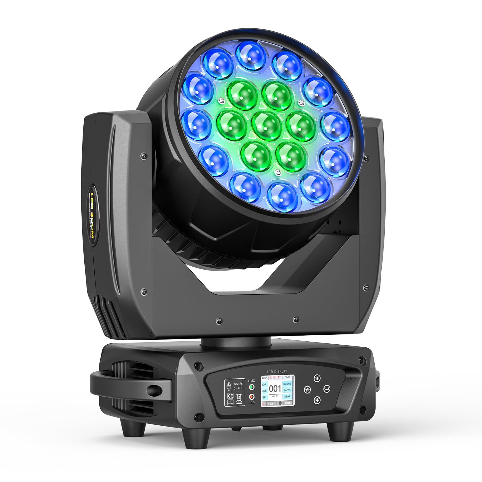 19 x 20W RGBW Wash Moving Head LED Bühnenlicht, Zoom Beam Disco Licht für Party, KTV, Konzerte, DJ, Weihnachten, Hochzeiten
