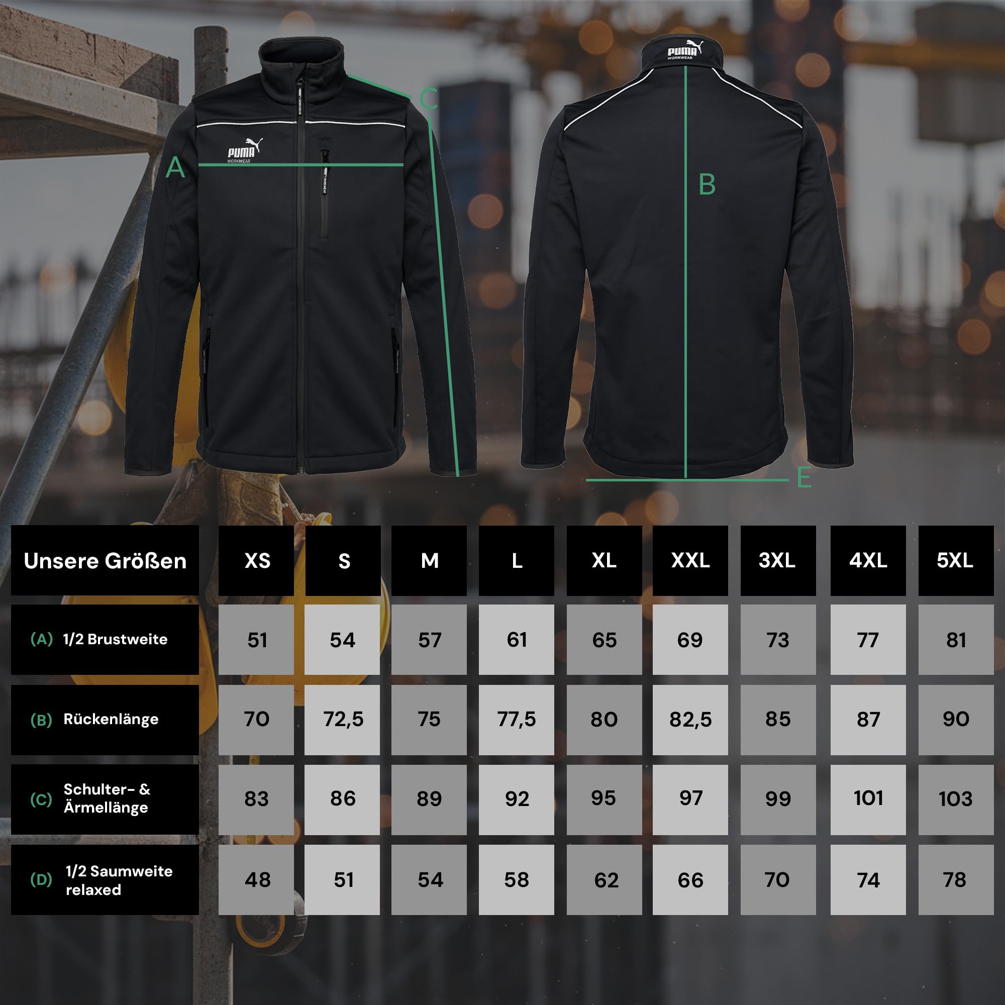 PUMA Workwear Jacke Herren aus Drei-Lagen-Softshellgewebe - Wasserabweisend und Winddicht - Slim Fit - Softshelljacke Arbeitsjacke für Handwerk, Produktion Logistik und Baugewerbe