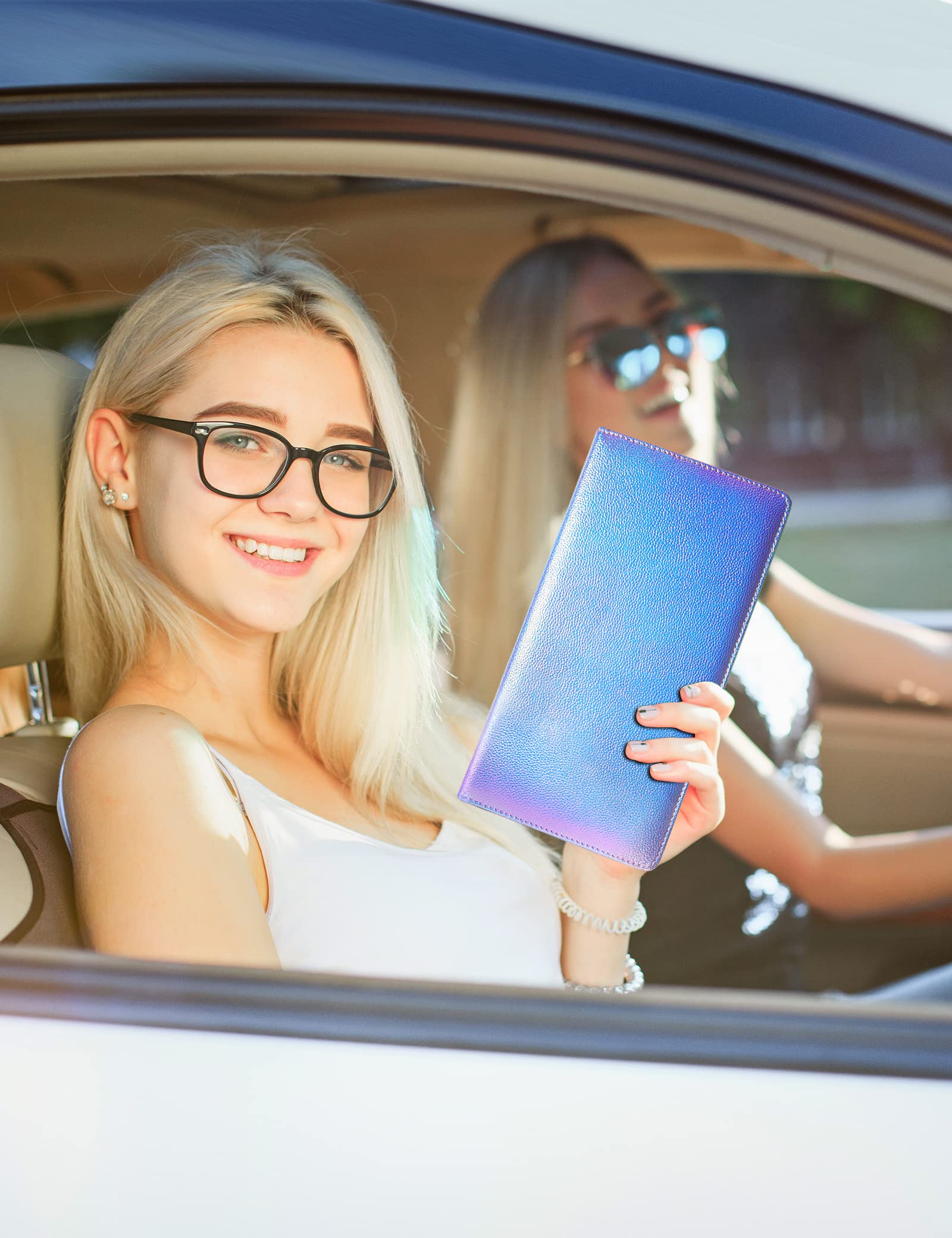 Mymazn Car Registration and Insurance Holder PU Leather Glove Box Car Organizer with Magnetic Closure Car Document Holder — view 7