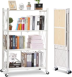 4-Shelf Collapsible Storage Shelves with Whee...,