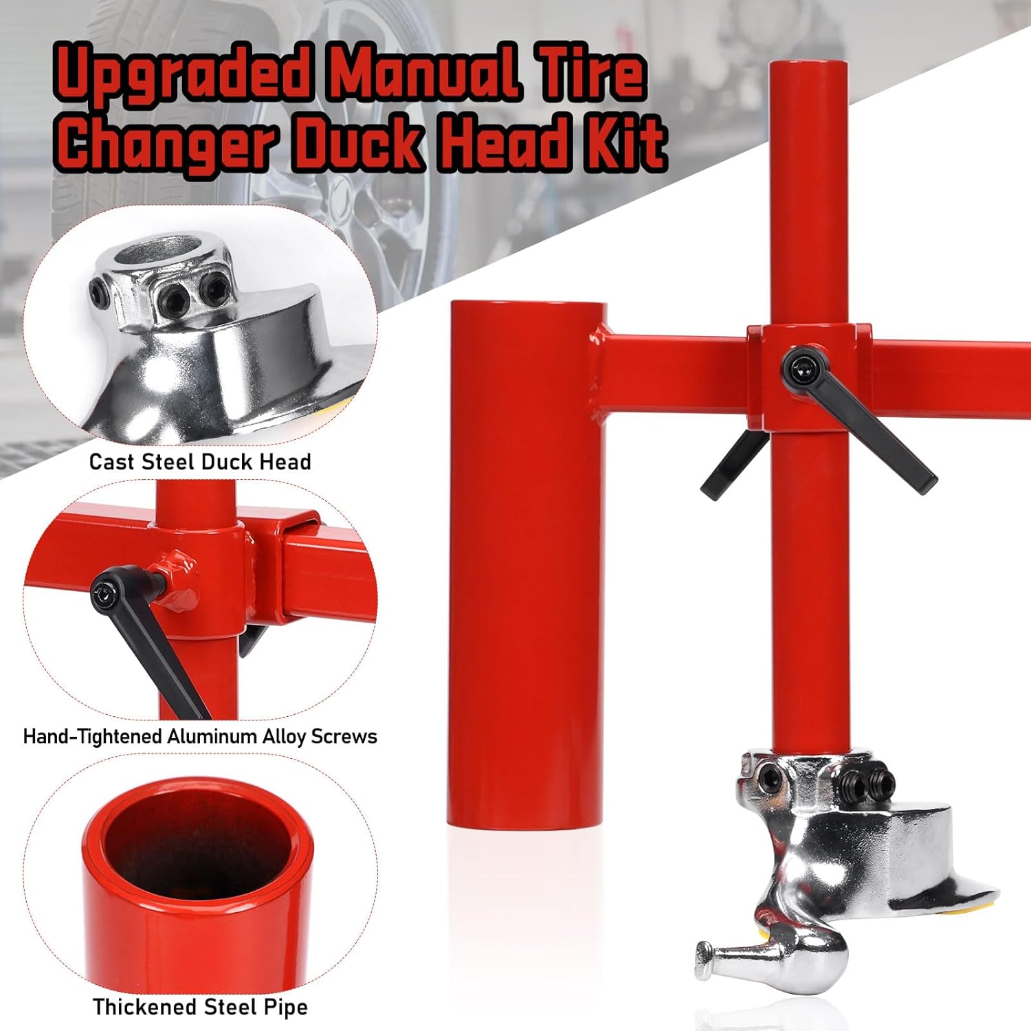 Upgraded Manual Tire Changer Duck Head Kit, Cast Steel Duck Head Tire Changer Mounting Tool Fits Most Car Tires
