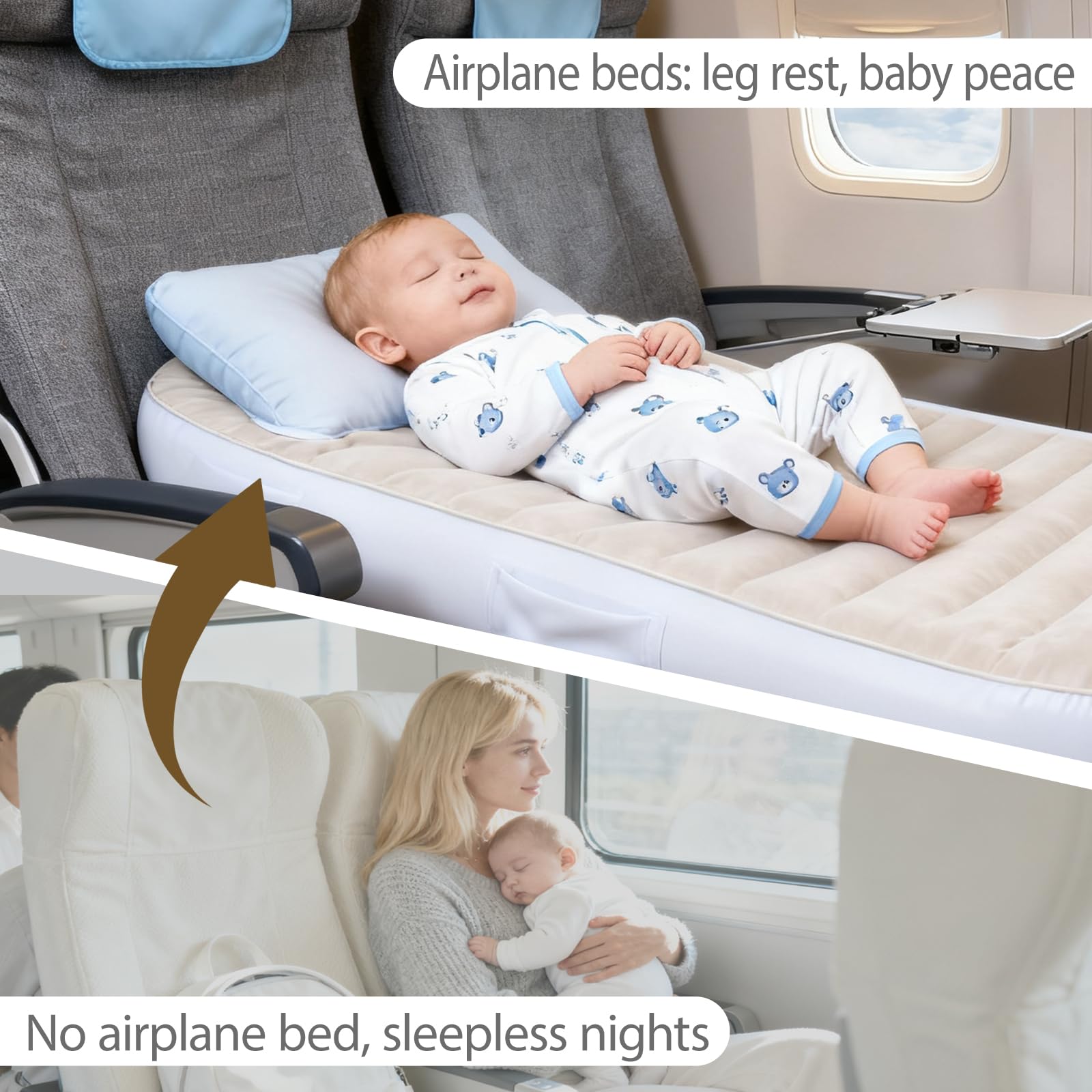 Letto Gonfiabile Avec balustrades, Riduttore Lettino Doux, Respirant et Portable, Riduttore Lettino Neonato Dell'aereo Del Bambino per aereo, auto, treno, lettino da via