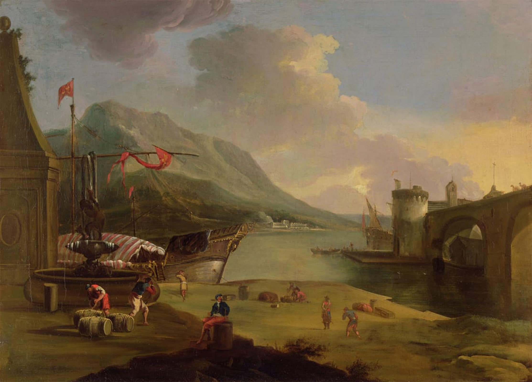 POSTERIIk Vintage Print Pop Art Landscape Artwork Unloading Galleys in the Straits of Mycenae by Claude Vernet Art Prints for Office Home Decor 60x90cm