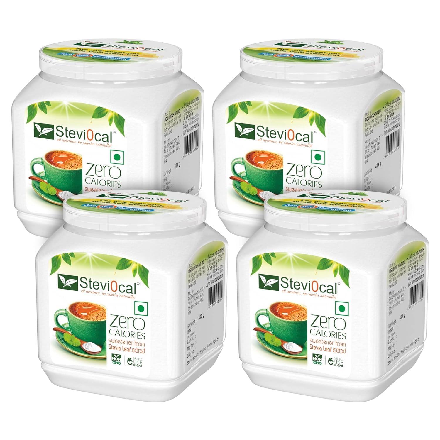 Steviocal Sugar Free Zero Calorie Organic Sweetener Jar for Diet and Health Mangement - 480 gm - Pack of Four (4 x 480gm) (B0836GQB13) Amazon Price History, Amazon Price Tracker