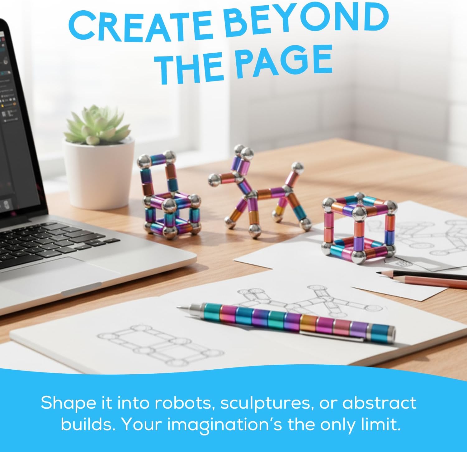 PILPOC Fidget Pen, 2-in-1 Writing and Fidget Tool for Desk Play, Buildable Magnetic Pen with Stylus Tips and Refills, Novelty Christmas Stocking Stuffers, Gifts for Teenage Boys and Girls Age 14+