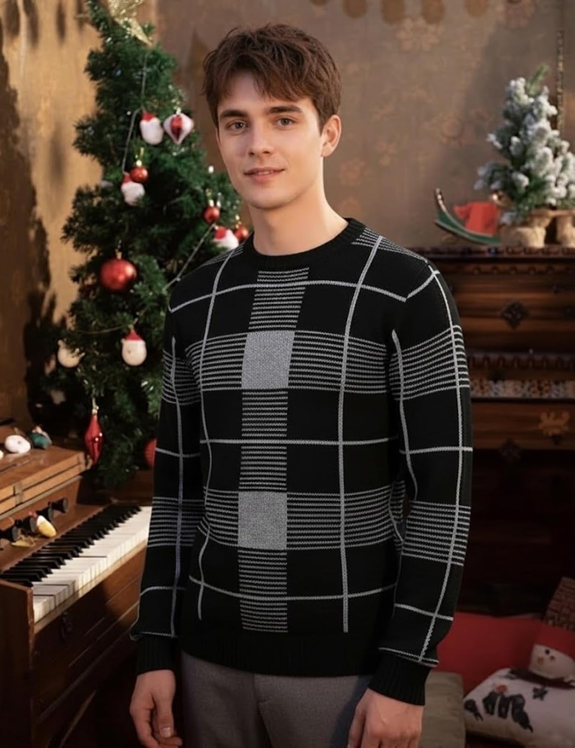 H2H Mens Casual Slim Fit Pullover Sweatshirts Knitted Shirts Napping Inside