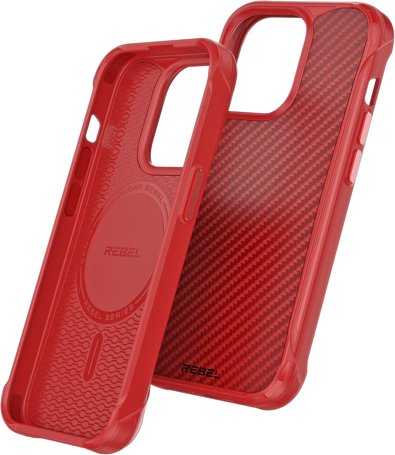REBEL Case for iPhone 14 Pro [Gen-4 Red Aramid Fiber] Strong MagSafe Compatible, Protective Shockproof Corners, Metal Buttons, Upgraded Slim Cover for iPhone 14 Pro 6.1 Inch Phone 2022 (Red)