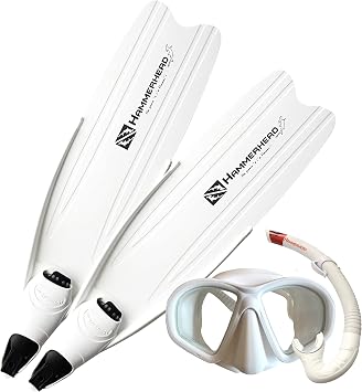 Hammerhead Freedive Combo Kit w/ Complete WHT/WHT Fins, MV3 Mask and J Snorkel White