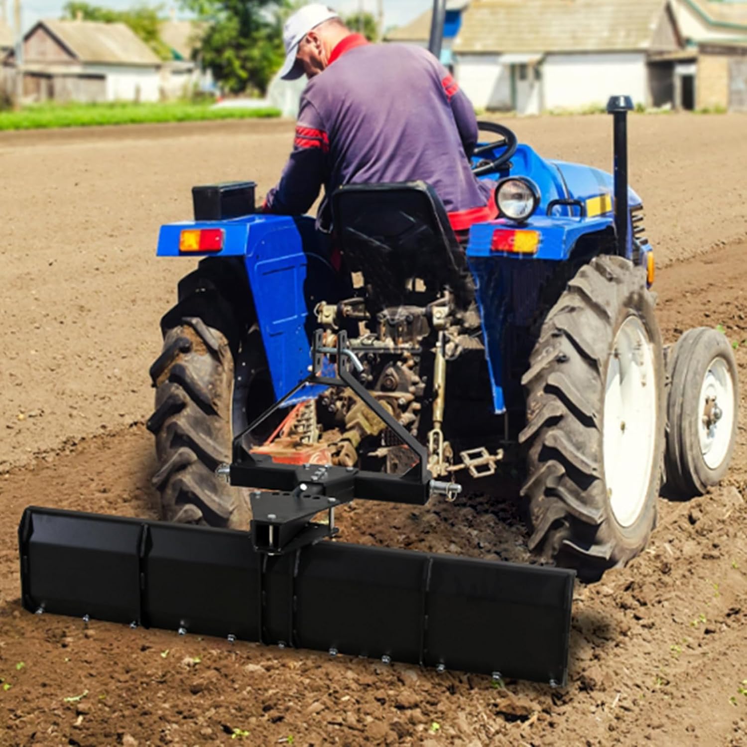 3 Point Rear Grading Blade for CAT_0 & CAT_1 Tractor, 52 in Width Heavy Duty Steel Scraper for Grading Driveways, Arenas, Top Soil, Gravel and More