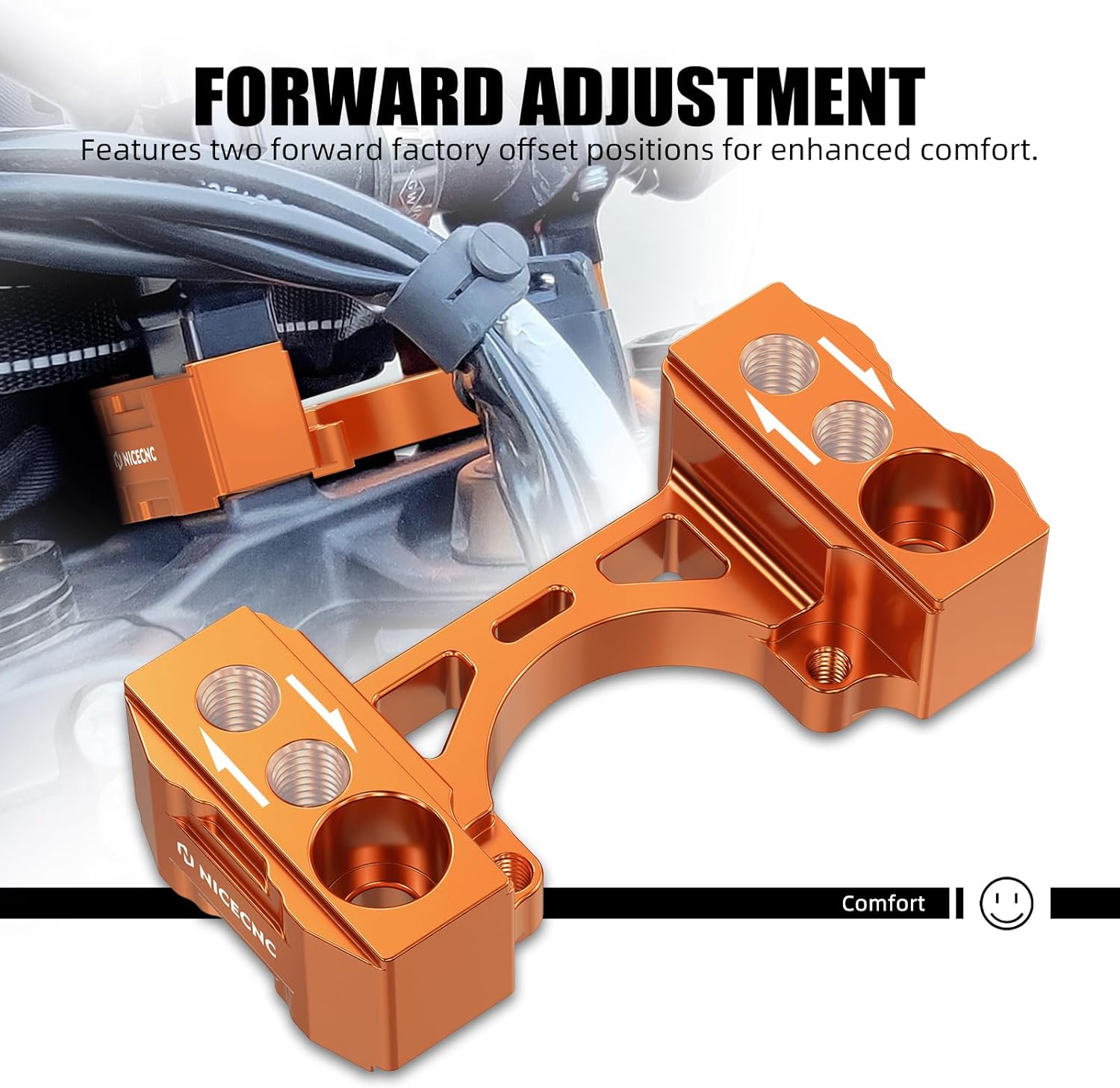 NICECNC 1" Handlebar Risers Kit Compatible with 790/890 Adventure S, R, & Rally Models 2019-2024, Compatible with Husqvarna Norden 901 2022-2023, 790 890 Adventure Accessories, Aluminum, Orange