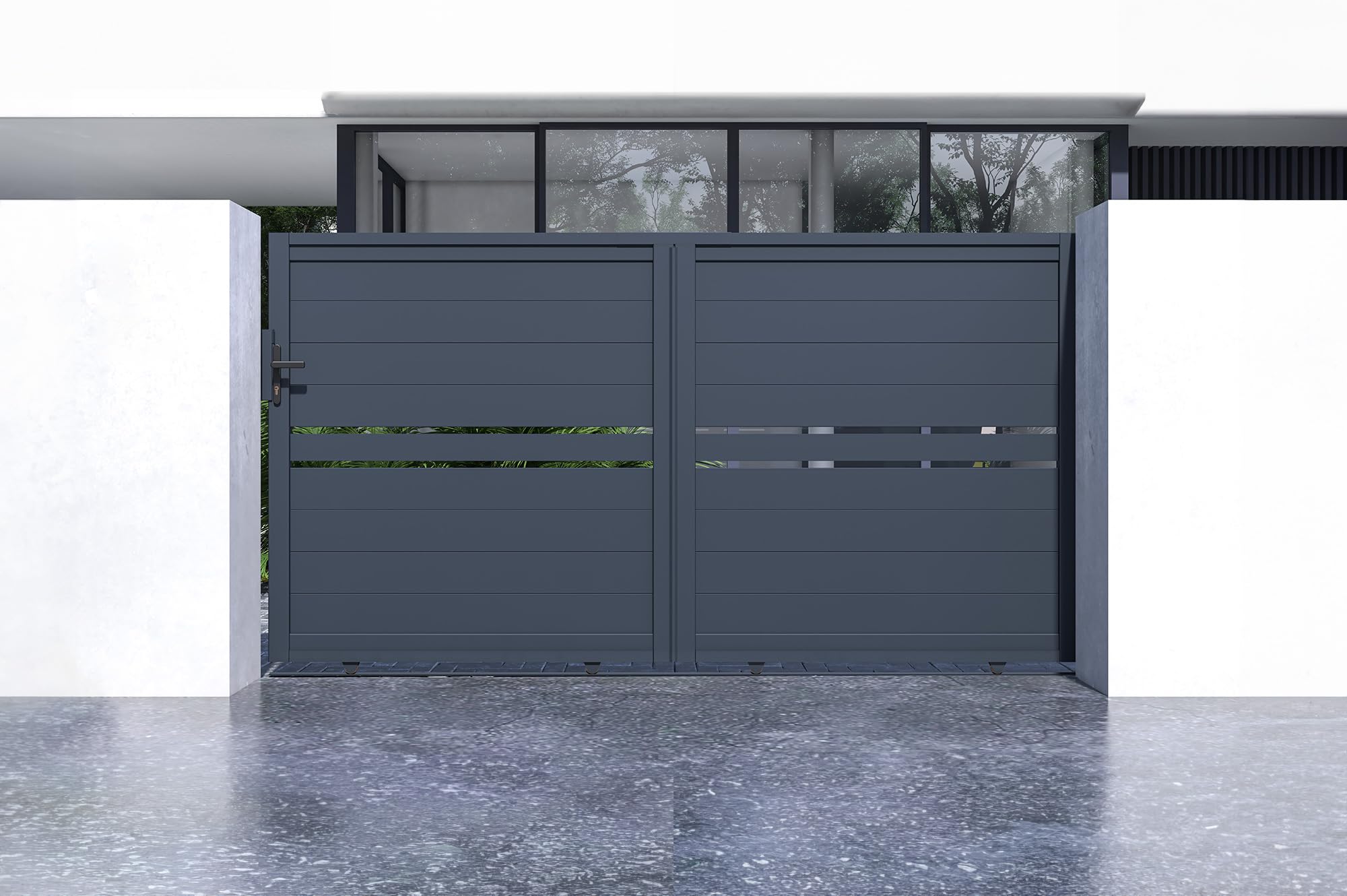 Casanoov Portail coulissant 3m CIMONE H.160 aluminium gris