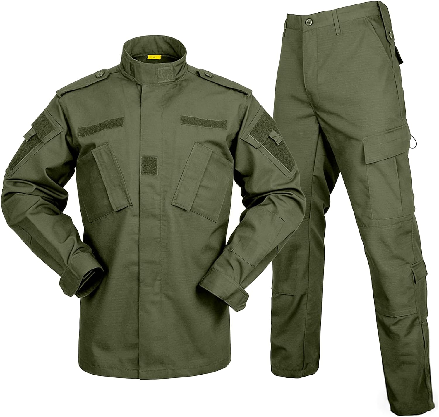 WAHYI Mens Tactical Suit, Ripstop Military Jacket and Pant ACU Combat Uniform Set Hunting Paintball Training Apparel Green XXXL