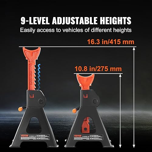 Miniatura 5 de VEVOR Bases para gato, capacidad de 3 toneladas (6,000 lbs), bases para gato de auto ajustables en altura de 10.8-16.3 pulgadas, para levantar SUV,