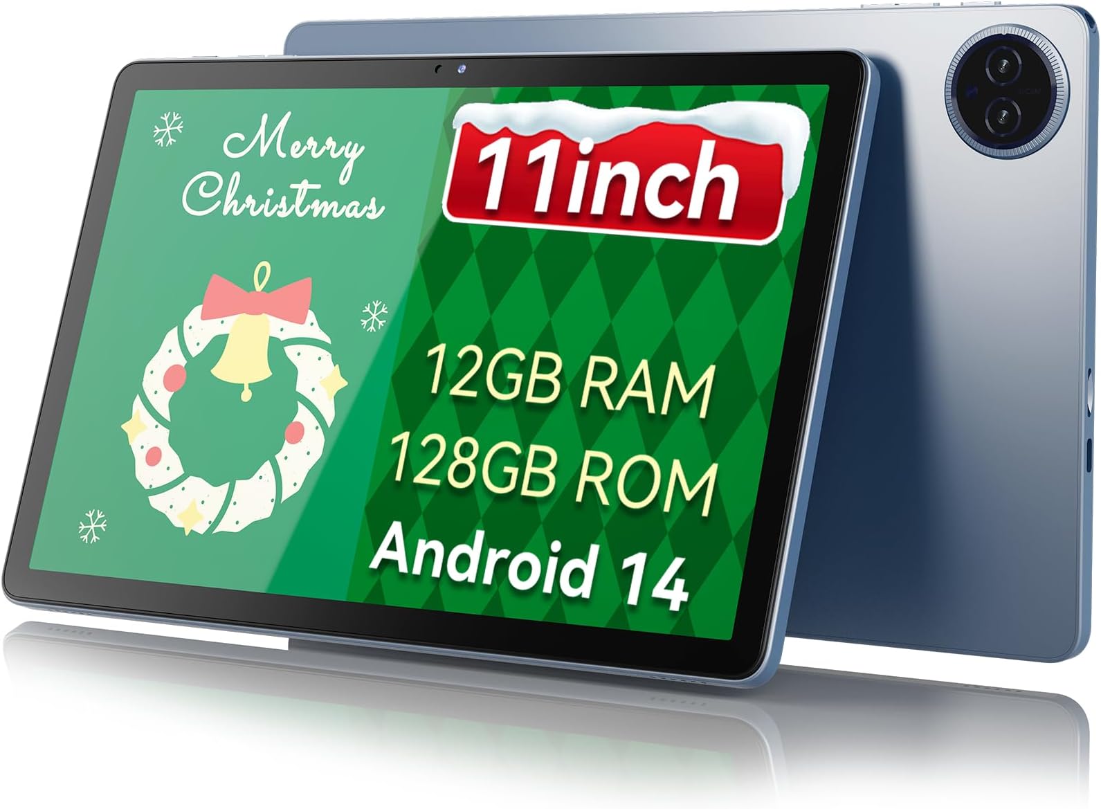 2025 Android 14 Tablet 11 inch Gaming Tablets,MediaTek Helio Octa-Core HD ISP Display Blue Android Tablet 12GB RAM+128GB Storage,Widevine L1,WiFi 6,7000mAh