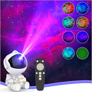 JIWYJOT Astronaut Galaxy Projector: 400+ Nebula Star Effects, 300sqft Coverage, Remote Timer Night Light for Bedroom Kids Room Decor