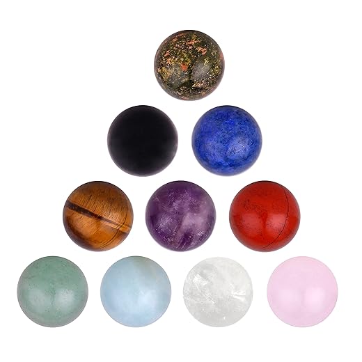 Morella Kugel Set 10 Edelsteine 16 mm Chakren Kugeln für Halsketten-Anhänger in Schmuckbeutel