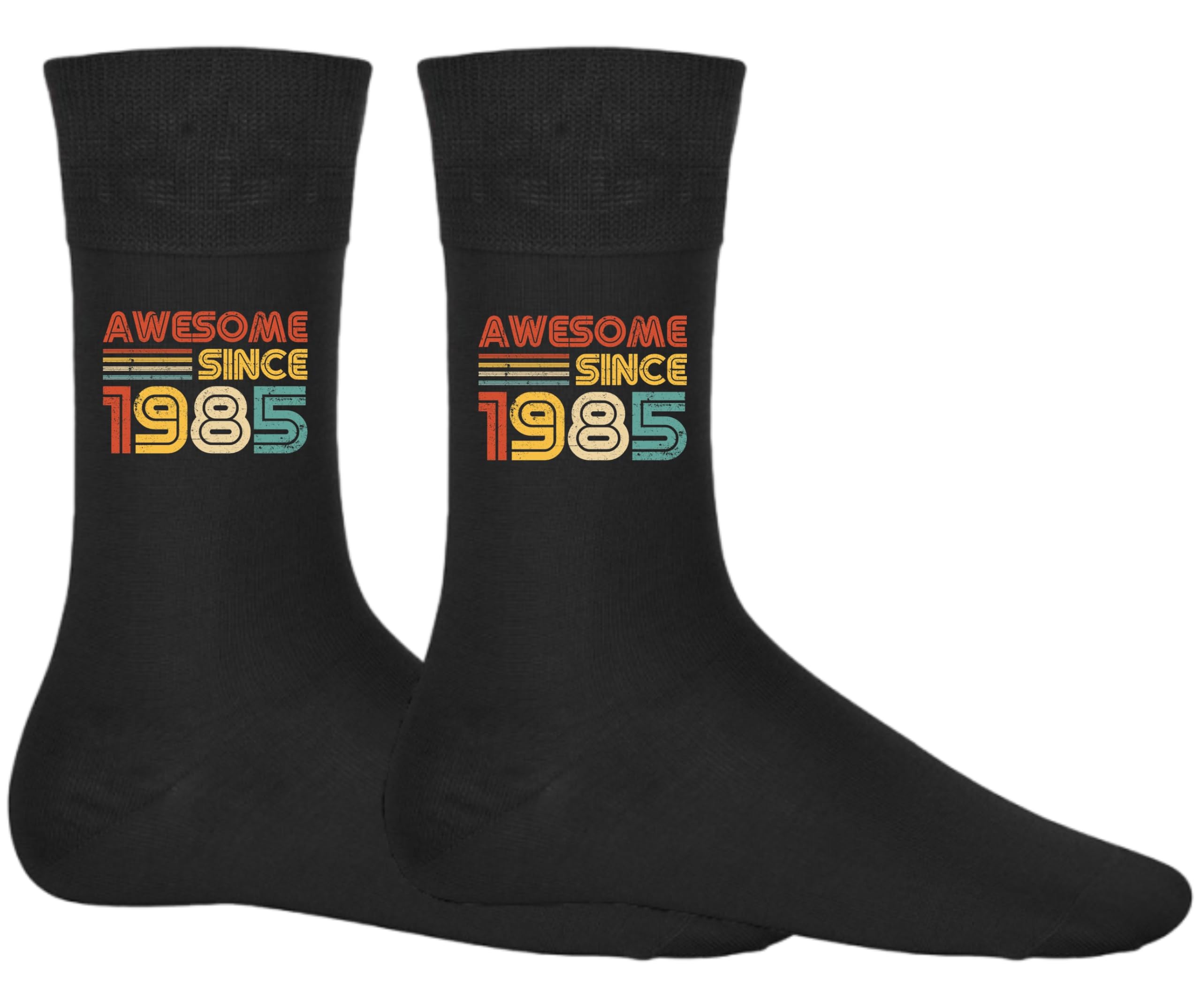 DCG PRINTWEAR Born in 1985 Black Socks – Funny 40th Birthday Gift for Him or Her – Hilarious Gag Gift for Adults