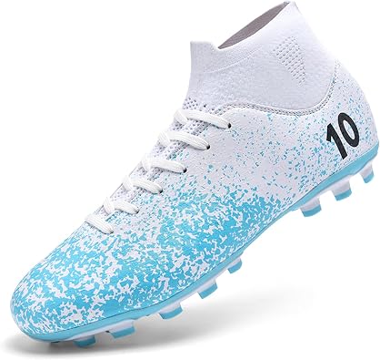 Mens Fashion Lace Up High Top Cleats Spike Soccer Football Shoes Non-Slip Breathable Outdoor Firmly Ground Athletic Baseball Lacrosse Rugby Combat Boots