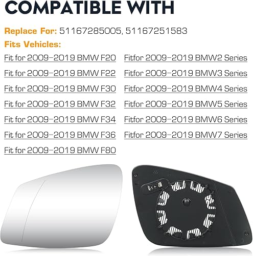 Miniatura 6 de Espejo retrovisor con calefacción, para BMW 228i 320i 328i 330i 330i 335i 428i 428i 430i 435i 440i 535i 535i 550i 640i i3 M2 M3 M4 M5 M6 X1, espejo