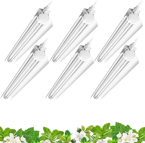 Barrina Luces de crecimiento, 2 pies 5000 K blancas de espectro completo lámparas de cultivo de plantas, 144 W (6 x 24 W, equivalente a 800 W),