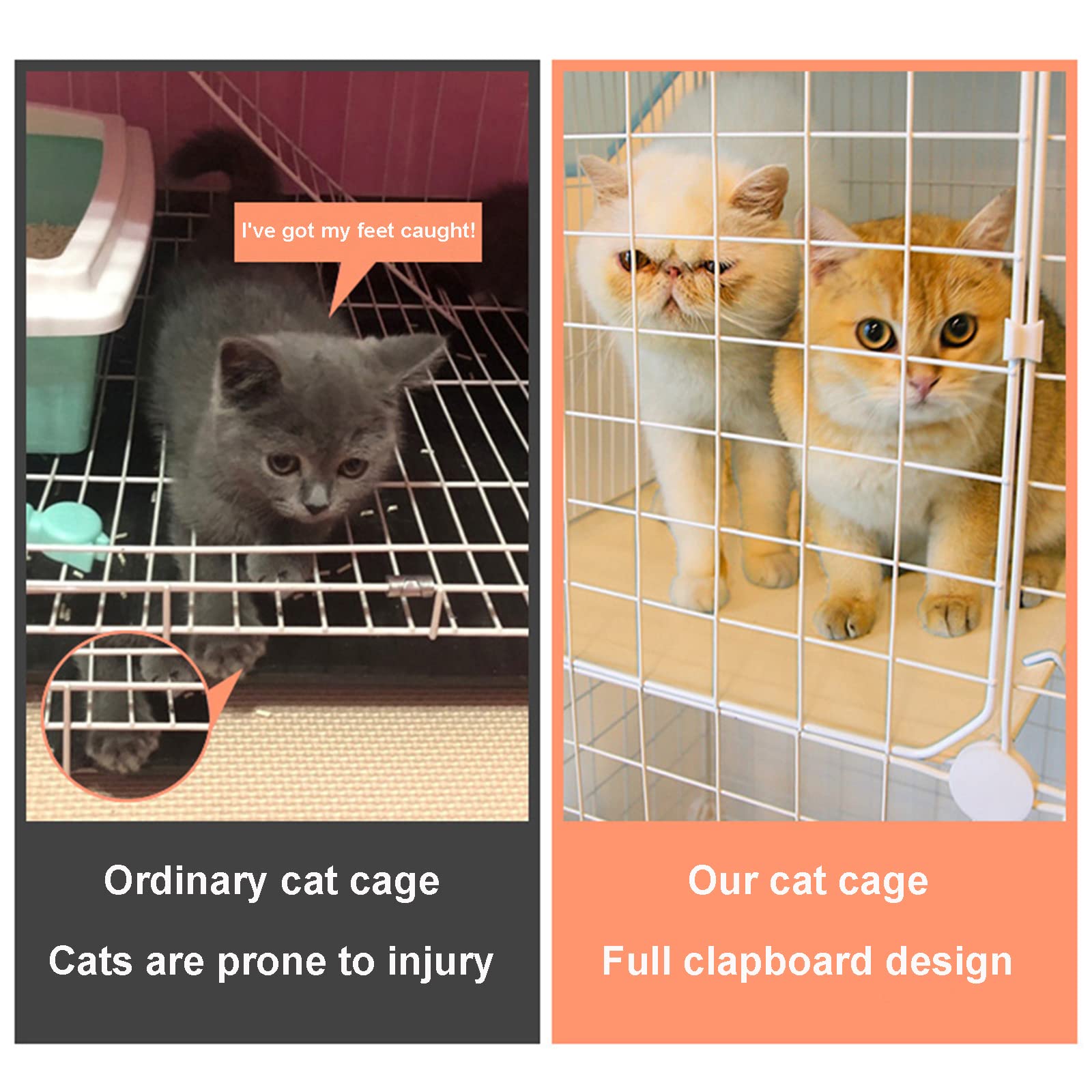 Gabbia per gatti da interni, grande, pieghevole e portatile, in filo metallico, per 1-2 gatti, ideale per piccoli animali domestici