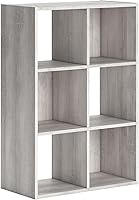 Signature Design by Ashley Paxberry Whitewash 6-Cube Storage Organizer Bookcase - Coastal Chic Room Shelving