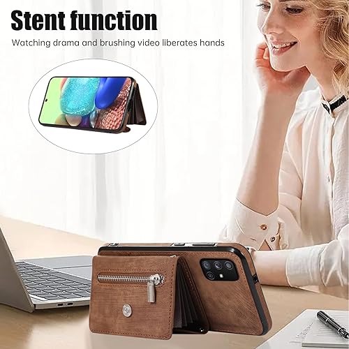 Miniatura 3 de Funda para teléfono Samsung Galaxy A71 5G con protector de pantalla de vidrio templado y correa cruzada para la muñeca, cordón para tarjetas de