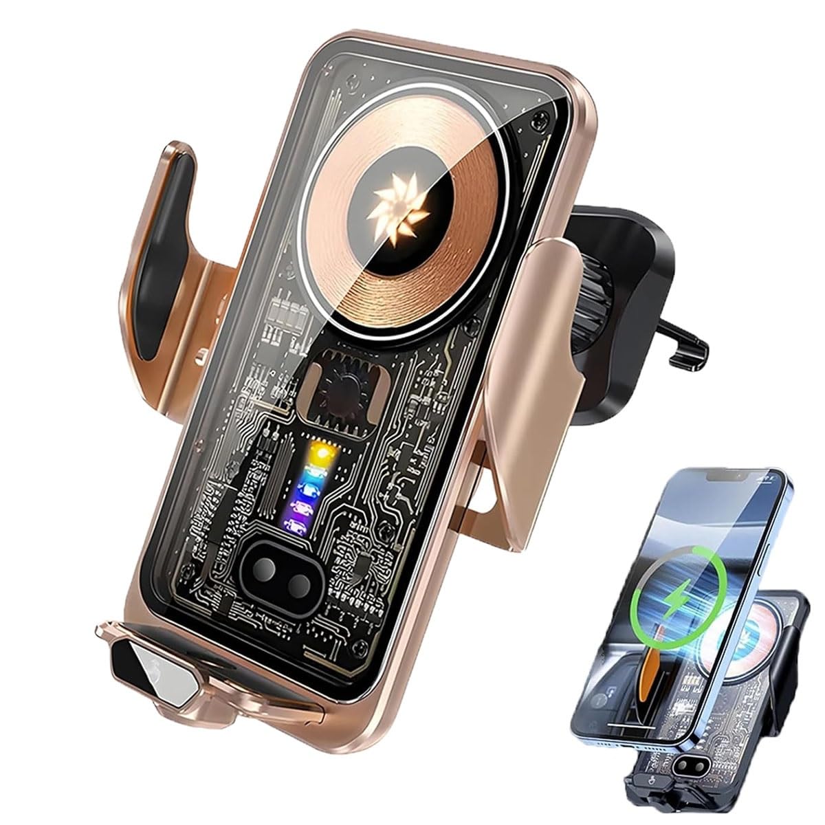 Avolare Chargeur Voiture Sans Fil QI Recharge Rapide à Induction Type-C Fermeture Auto 2 En 1