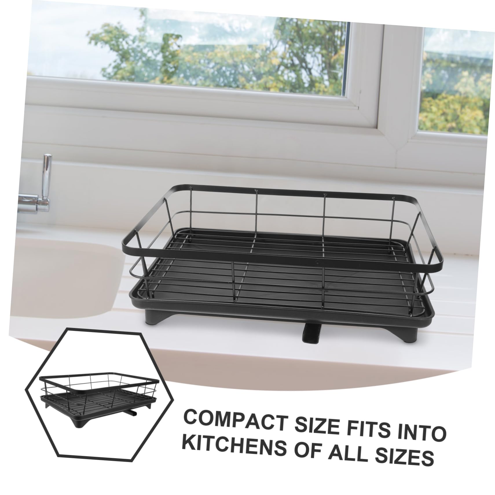 Grand Égouttoir à Vaisselle en Fer Noir, Étagère à Assiettes Cuisine Multifonction Rangement Pratique pour Bol et Ustensiles, Cuisine Moderne