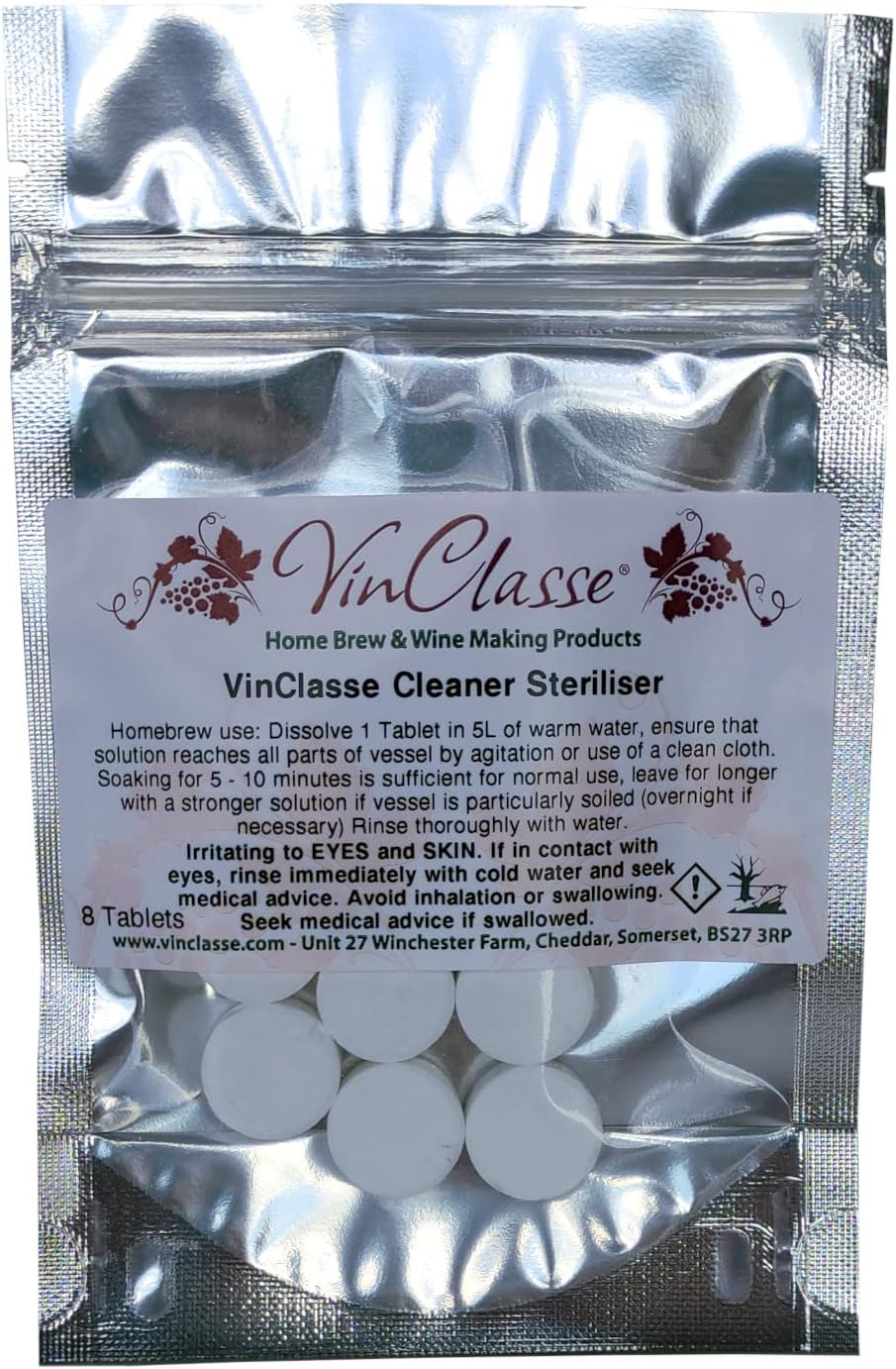 Homebrew Wine Making Steriliser - 8 x Tablets - (1 Tablet Makes a 5 Litre Solution)