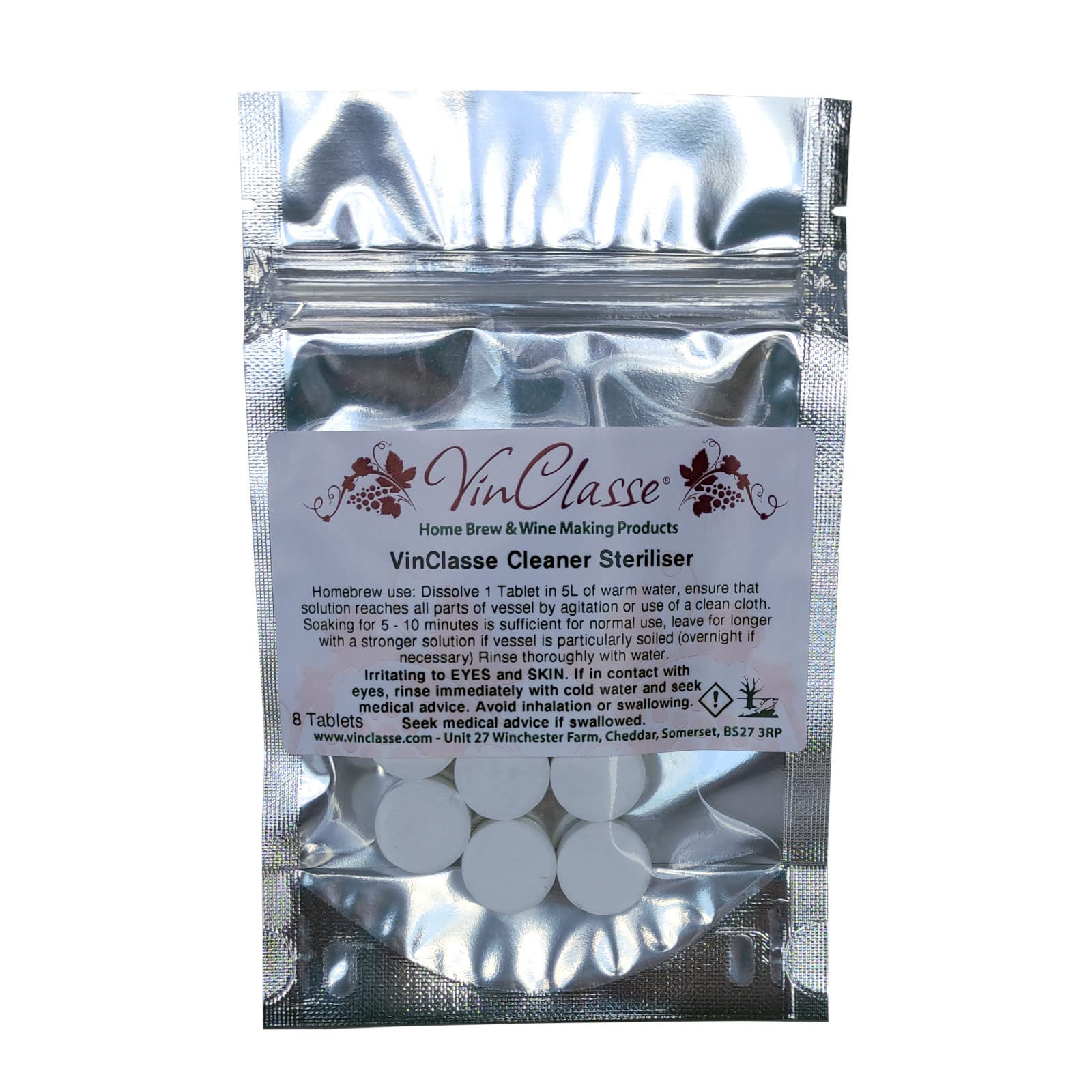 Vinclasse Homebrew Wine Making Steriliser - 8 X Tablets - (1 Tablet Makes A 5 Litre Solution)