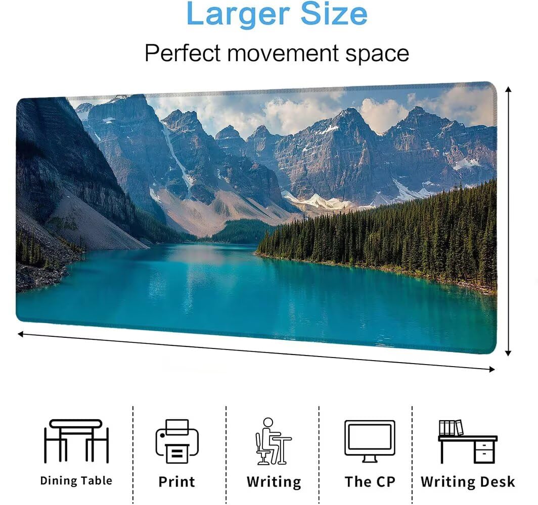 Alfombrilla Ratón XXL 600x1200x3 mm Mouse Pad Grande Gaming Montaña Alfombrilla Escritorio,con Base de Goma Tapete Escritorio con Bordes Cosidos, Impermeable Antideslizante Ordenador Desk Mat zj-703
