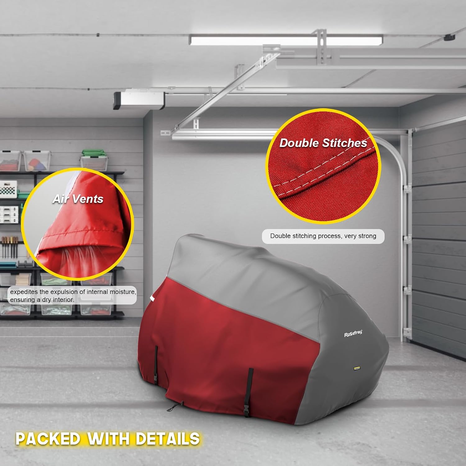 Riding Lawn Mower Cover, Waterproof 420D Marine Grade Fabric Universal Fit for John Deere,Cub Cadet,Craftsman,etc.Decks Up to54",UV, Dust,Snow for Outdoor.72''L*54''W*46''H Red