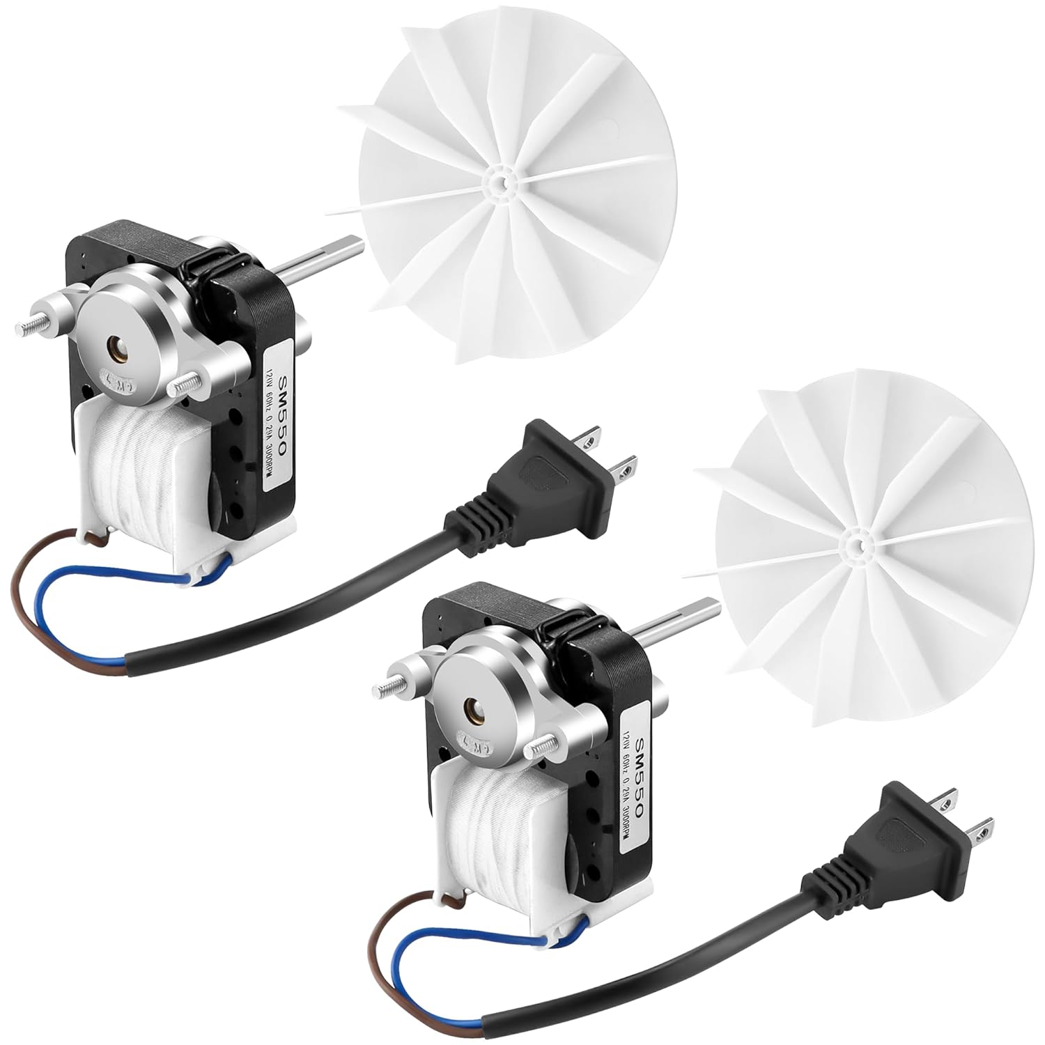 AMI PARTS SM550 Bathroom Fan Motor 2-Pack | Replaces NuTone Broan C65878 VFM100 EM550 | 120V 3000RPM High-Speed Replacement