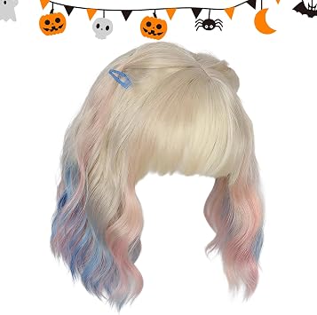 Human Curly Wigs Party Outfit Supplies | Cosplay Hair Wigs Bangs for Women Cosplay Stage Performances Halloween Photography Gathering