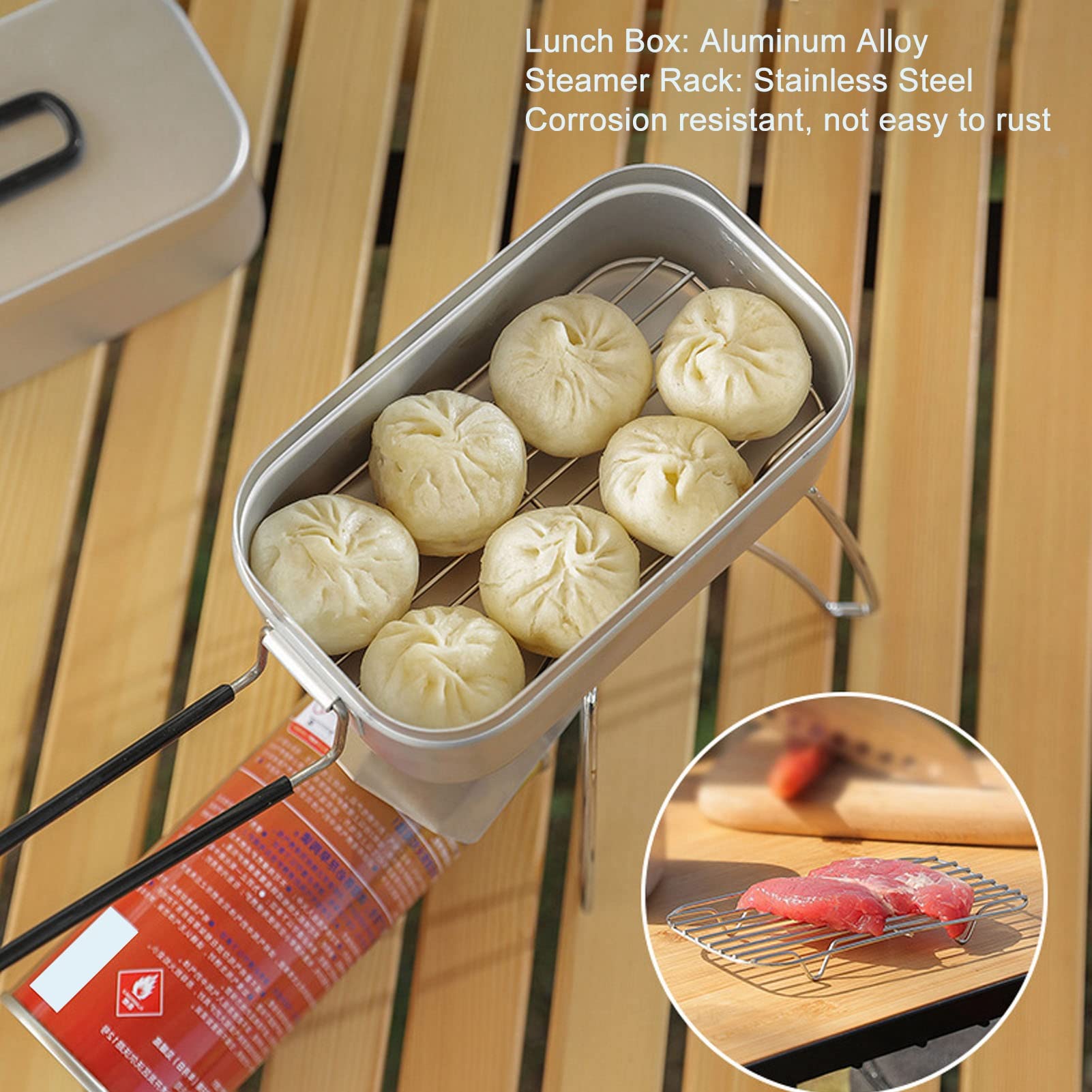 Boîte à bento pliable en alliage d'aluminium de 800 ml avec sac de rangement