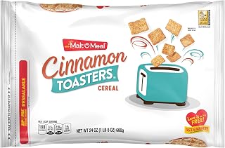 Malt-O-Meal Cinnamon Toasters Breakfast Cereal, 24 oz Bag | Crunchy Squares With Sweet, Toasty Flavor & No Artificial Flavors Or Certified Synthetic Dyes, Convenient Resealable Package