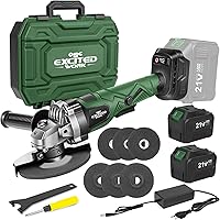 Excited Work 20V Cordless Angle Grinder, Brushless 5" Power Tool w/ 2x4.5Ah Batteries, Adjustable Handle for Cutting, Grinding, Polishing
