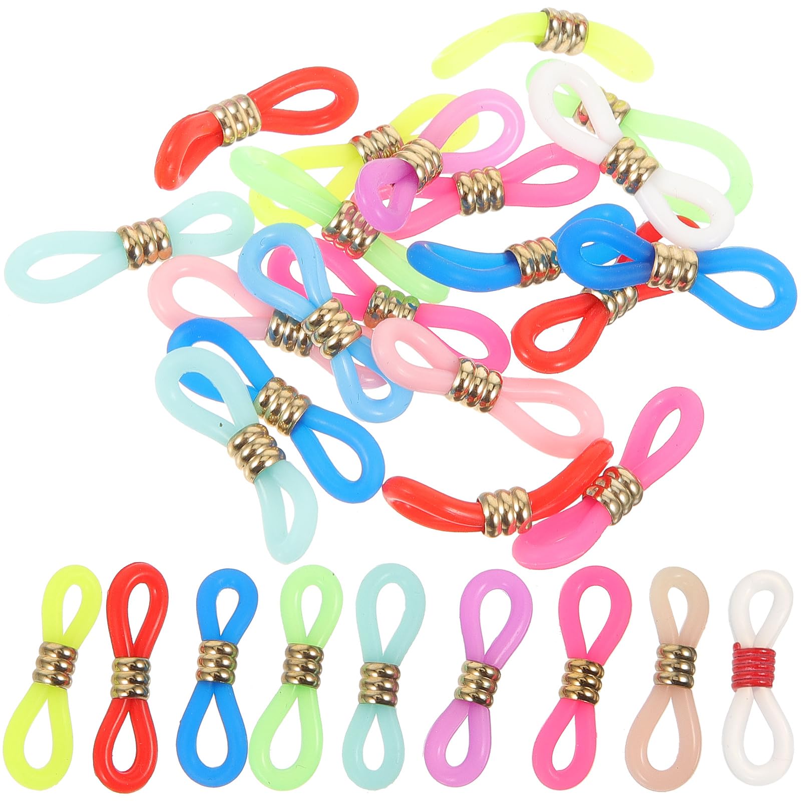 Ipetboom Lot de 60 Connecteurs en Silicone et Métal pour Lunettes, Attache-cordon Antidérapante et Réglable, Accessoires pour Maintien Sécurisé et Usage Quotidien Couleur Aléatoire