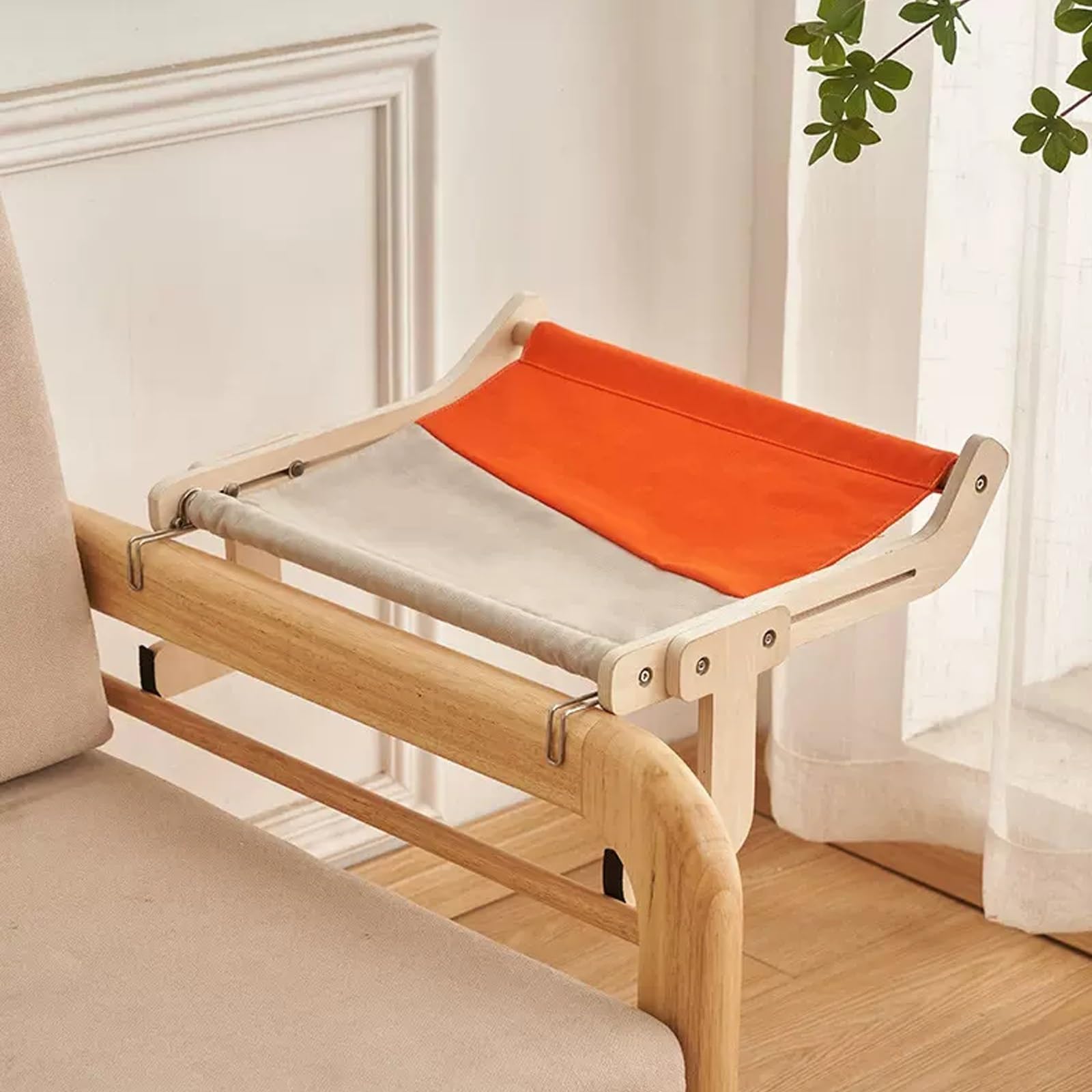 Cat Window Perch,Cat Window Hammock for Indoor Cats,Easy to Adjust & Assemble Large Cat Bed Seat for Windowsill,Bedside,Drawer and Cabinet (Color : Orange)