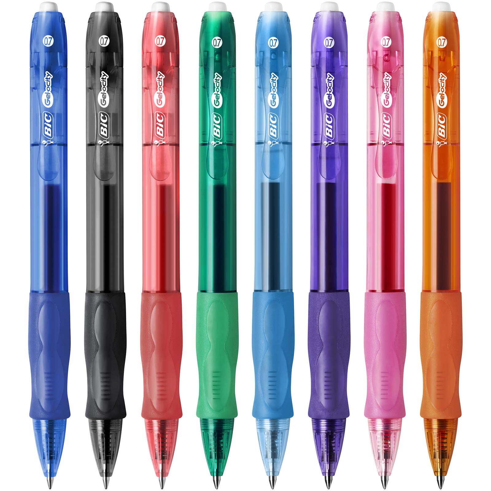 Bolígrafos BIC Gelocity Fashion - Pack De 4, Punta 0.7 Mm, Agarre De Goma, Colores Variados (azul, Gris, Verde, Rosa)