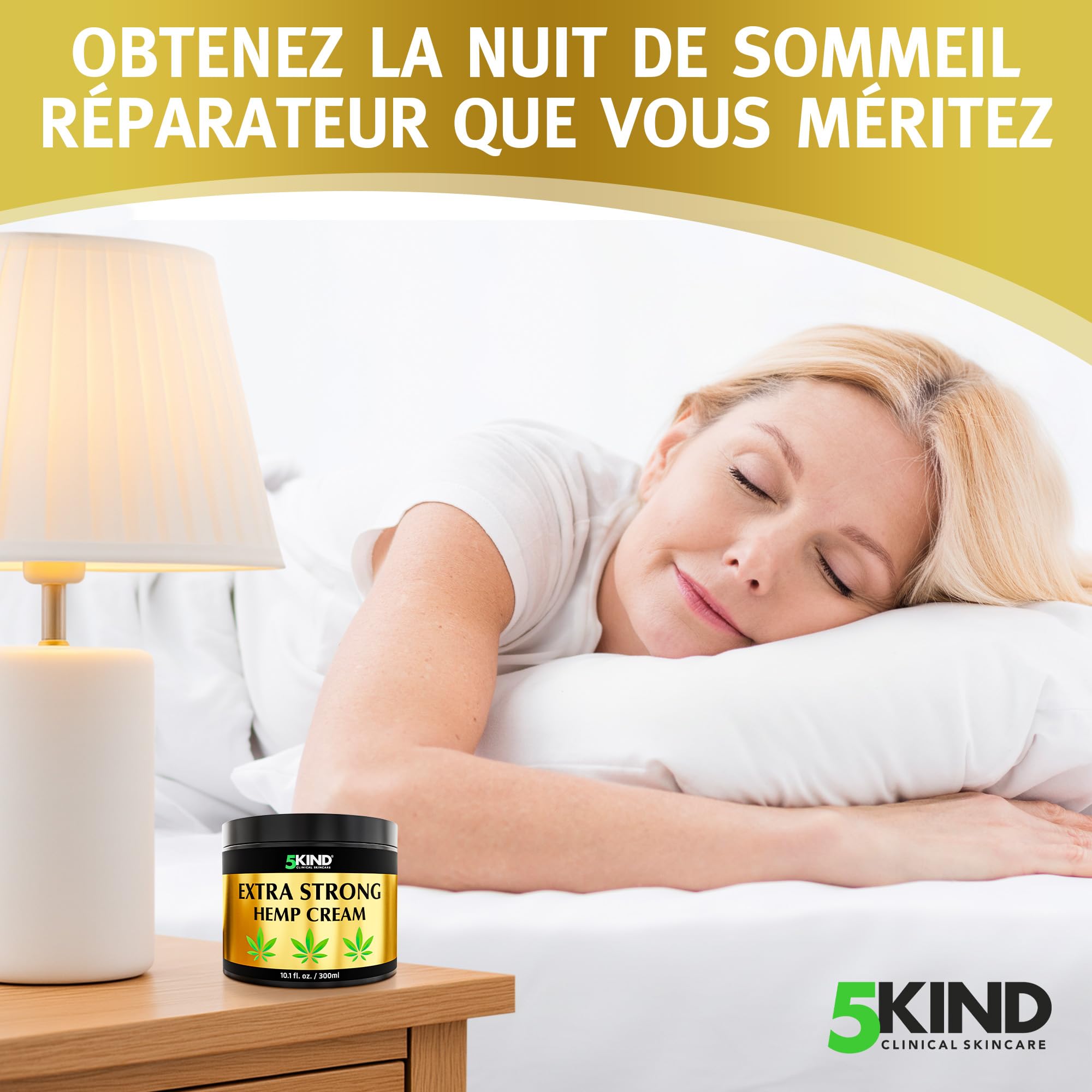 5kind Crème au chanvre ultra puissante 300ml - Huile de chanvre et arnica ultra puissantes - Pour les muscles, pieds, genoux, cou, épaules - Gel de massage riche en extraits naturels