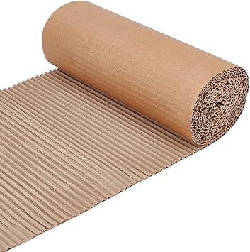 BENECREAT 78.7 x 8.7 Inch Brown Single Face Corrugated Cardboard Roll, Corrugated Wrap Paper for Gift Packing, Storage, DIY Crafts, Shipping, 2.5mm Thick