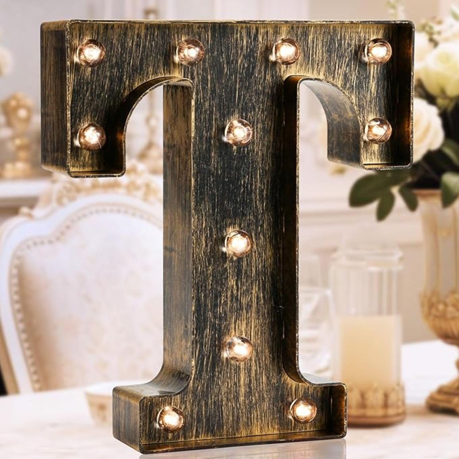 Jemnpela LED Marquee Letter Number Sign Lights Glitter Light Up Alphabet Figure Night Light for Birthday Party Wedding Home Bar Holiday Wall Decoration