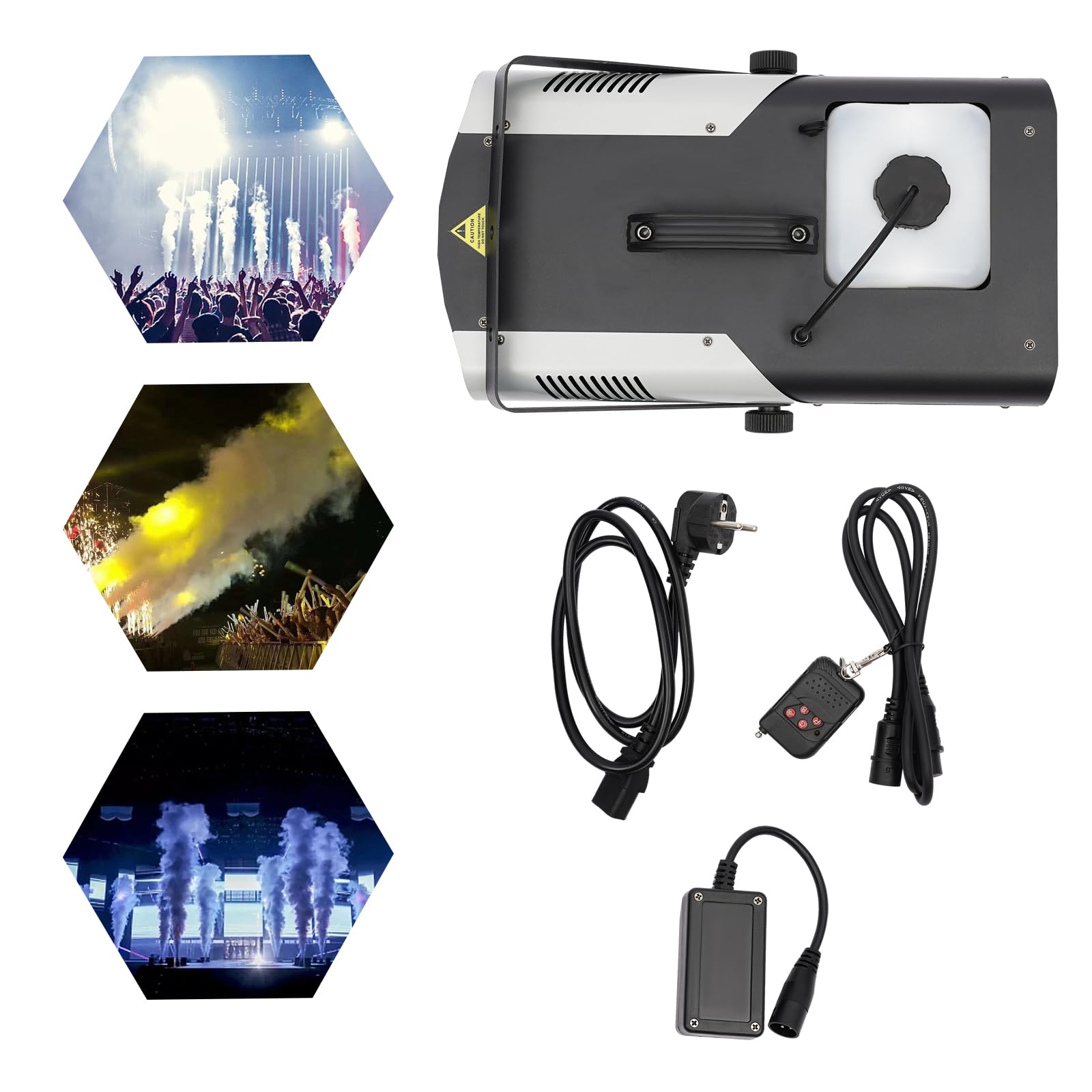 Macchina per nebbia a LED, 1500 W, 9 x 3 W, RGB DMX, telecomando 3 in 1, nebbia per palcoscenico, per feste, matrimoni, spettacoli, teatro, casa