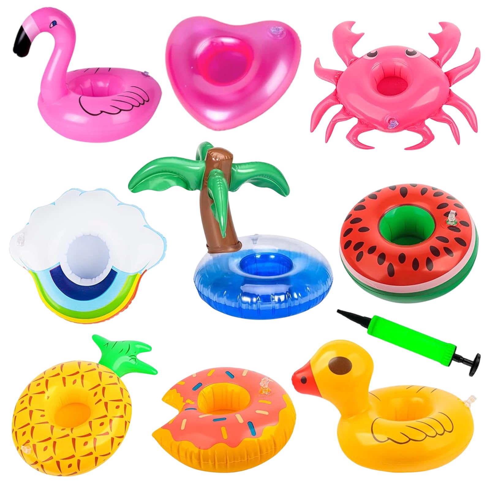 9 nadmuchiwanych uchwytów na napoje, flamingo, na basen, nadmuchiwane, pływające uchwyty na napoje, na lato, do hal, na plażę, na imprezę hawajską