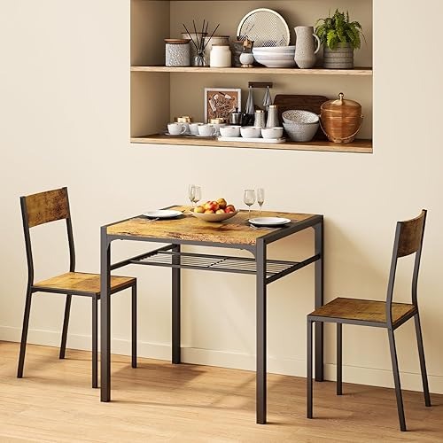Miniatura 8 de Gizoon Juego de mesa de comedor para 2, mesa de cocina de 3 piezas con 2 sillas para espacios pequeños, apartamento, cocina, comedor, ahorro de