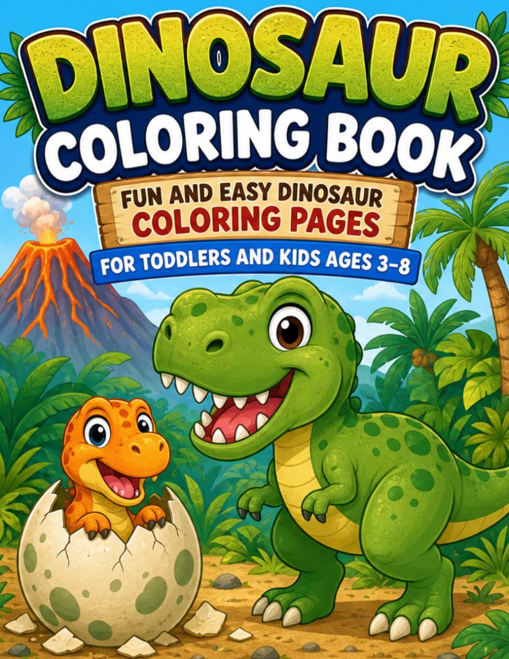 Dinosaur Coloring Book: Fun and Easy Dinosaur Coloring Pages for Toddlers and Kids Ages 3–8